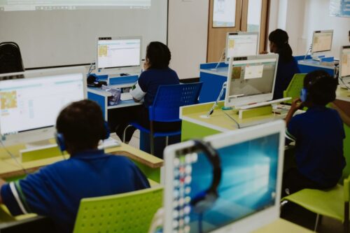 Children at computers- reimagining cs pathways